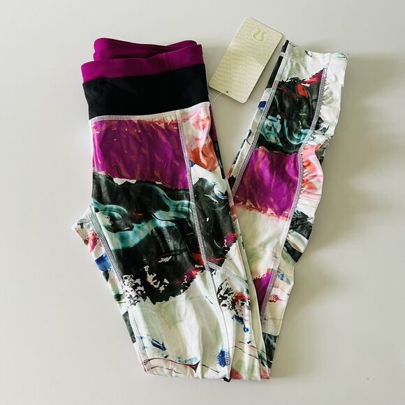 LULULEMON ATHLETICA Pigment Wave Multi Black Plum Speed Tight III Leggings- US 6 - Picture 3 of 8